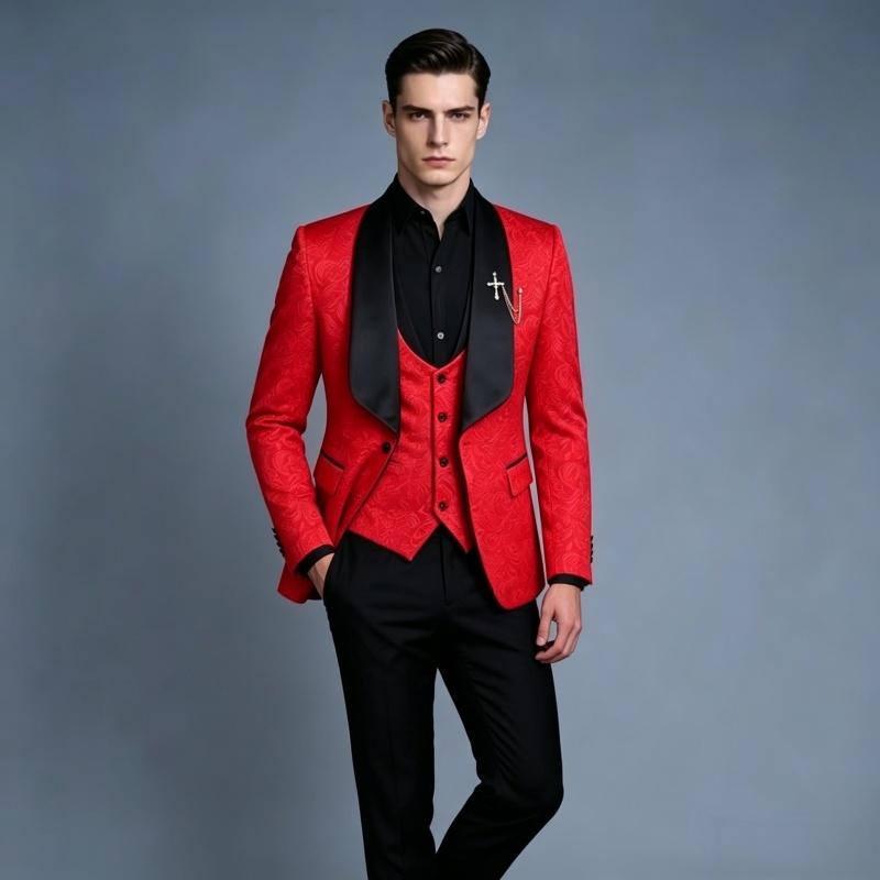 Men Formal Wear Pink - Erkek Pembe & Beyaz Dar Kesim