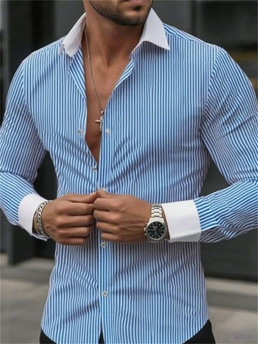 Men Formal Wear Shop - Erkek dar kesim çizgili yaka uzun
