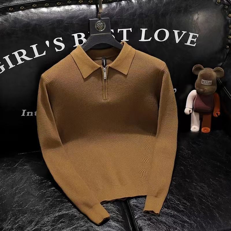 Men Formal Wear Coat - Erkek Şık Fermuar Tasarım Örme Polo