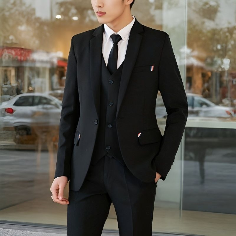 Korean Men Formal Wear - Erkek 2 Parça Slim Fit Takım