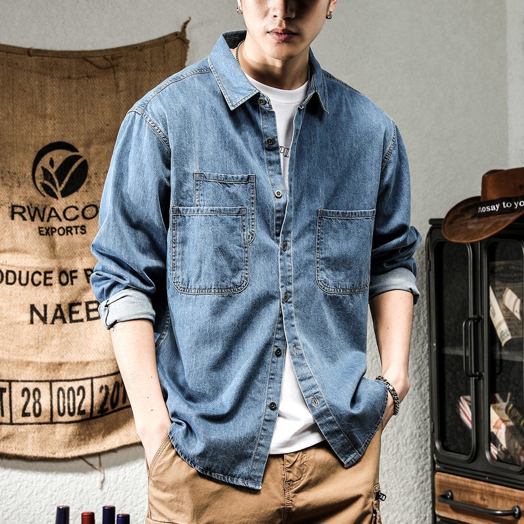 Men Formal Wear Coat - Bahar Ruffian Yakışıklı Denim İşlemeli Uzun