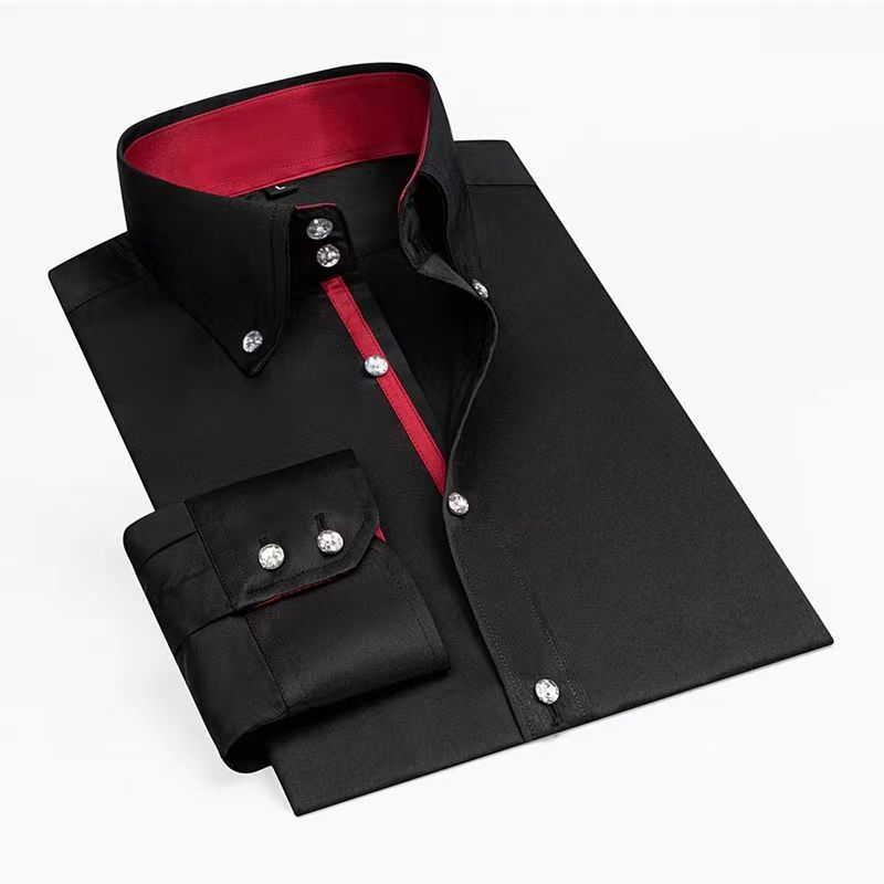 Korean Men Formal Wear - Erkekler tasarımcı elbise gömlek düğme-aşağı yaka