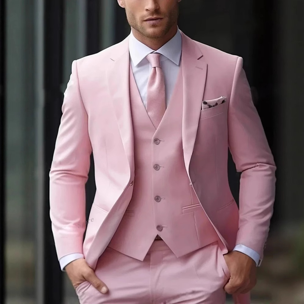 Men Formal Wear Pink - 3 Parça Pembe Resmi Erkek Takımı