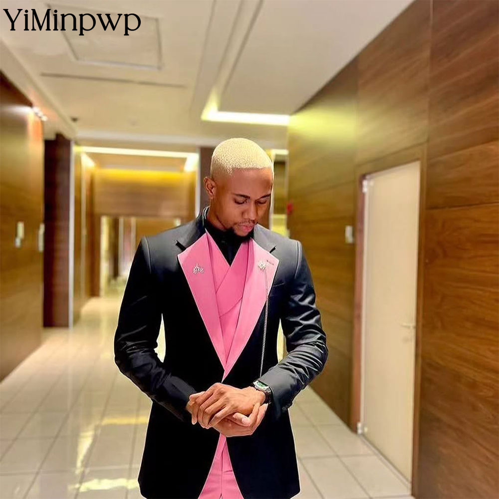 Men Formal Wear Clothes - YiMinpwp Yakışıklı Pembe Erkek Takım Elbise