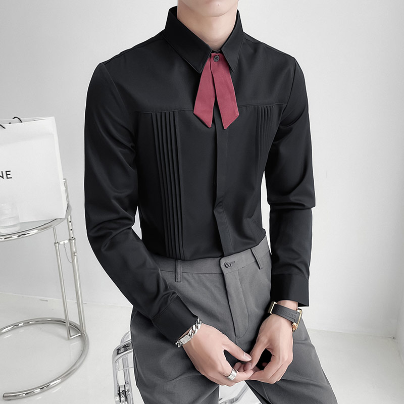 Korean Men Formal Wear - Lüks erkekler düğün parti gömlek kore
