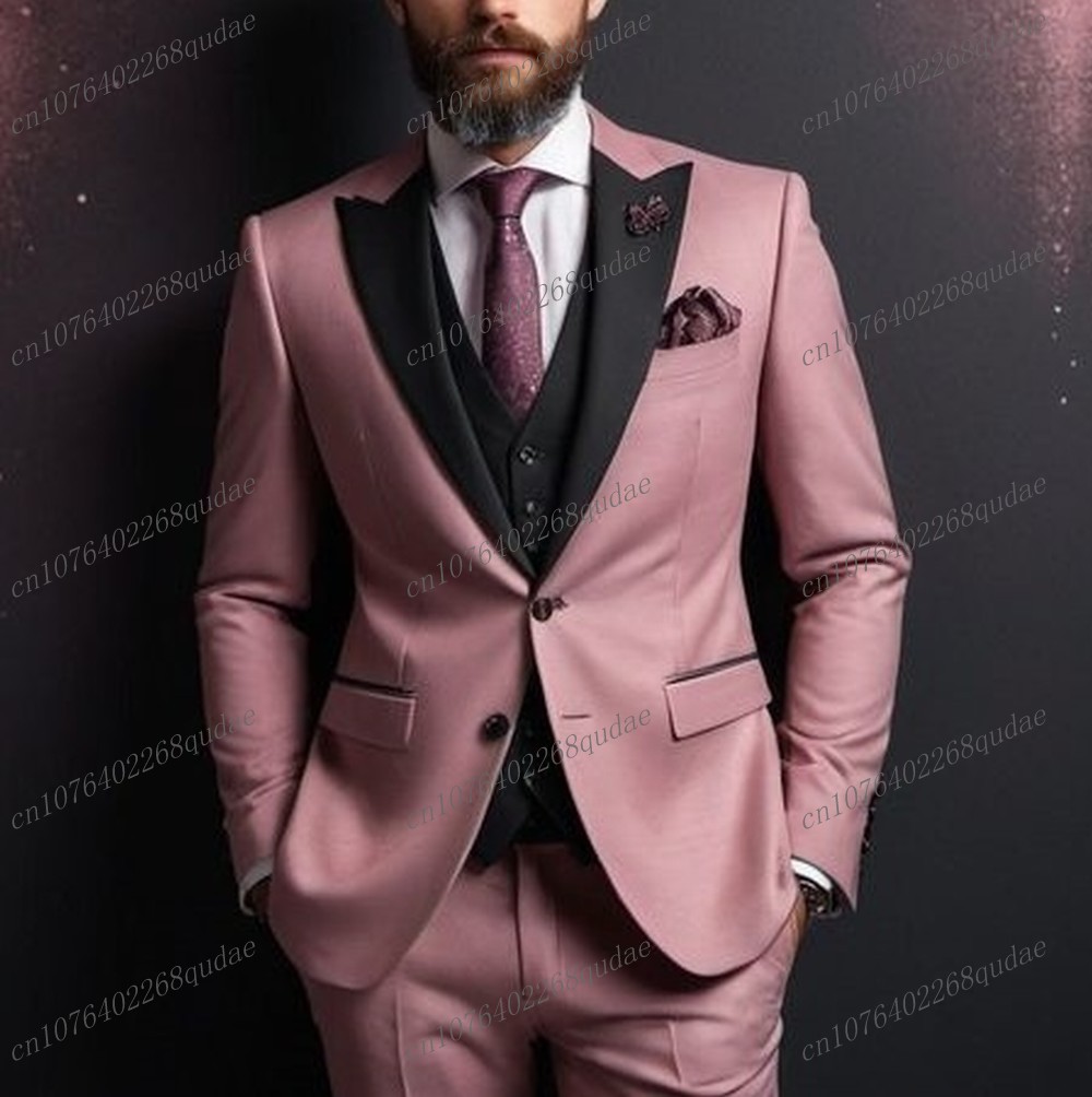 Men Formal Wear Pink - Koyu Pembe ve Siyah Resmi Erkek