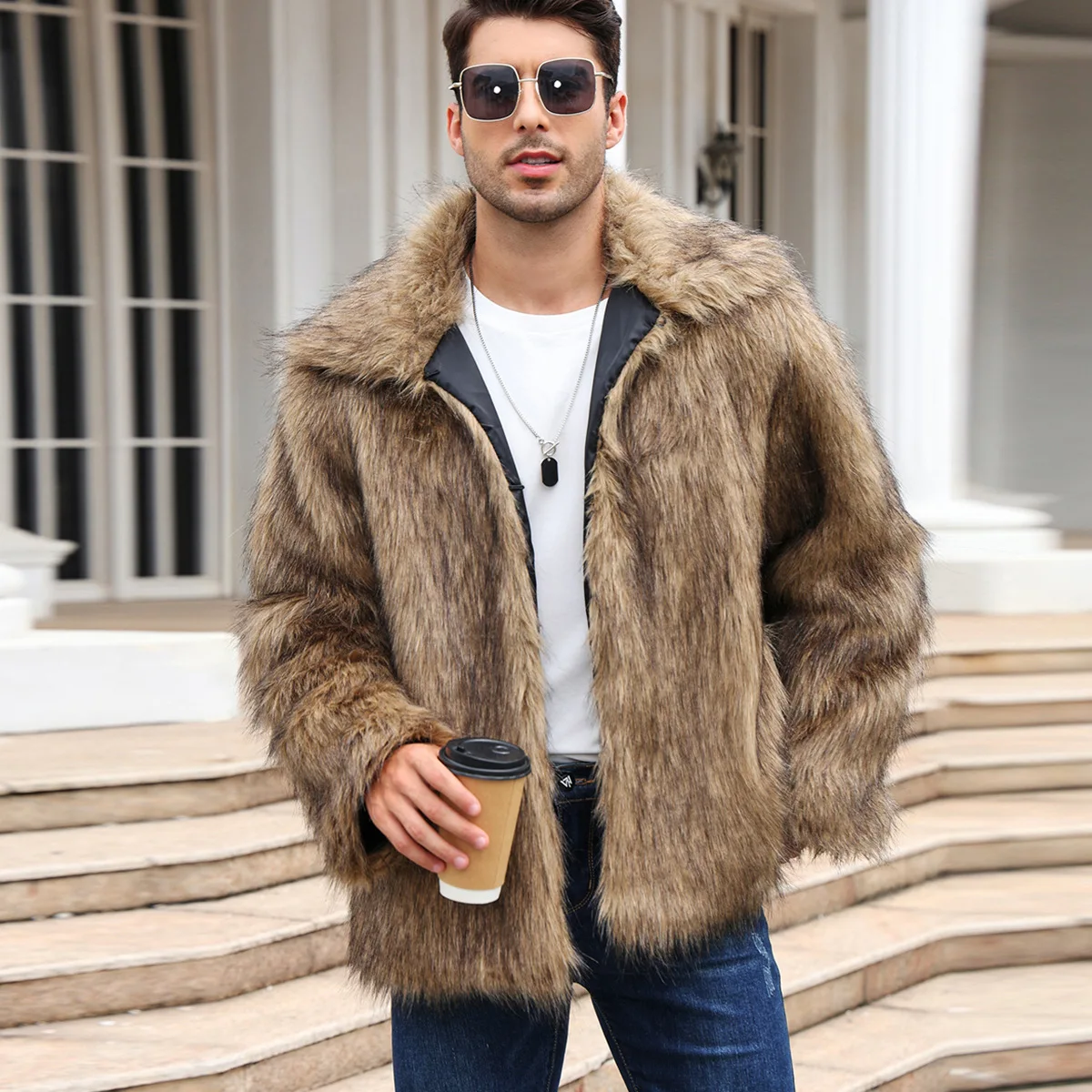 Men Formal Wear Coat - Erkekler Sahte Tilki Kürk Ceket Kaban