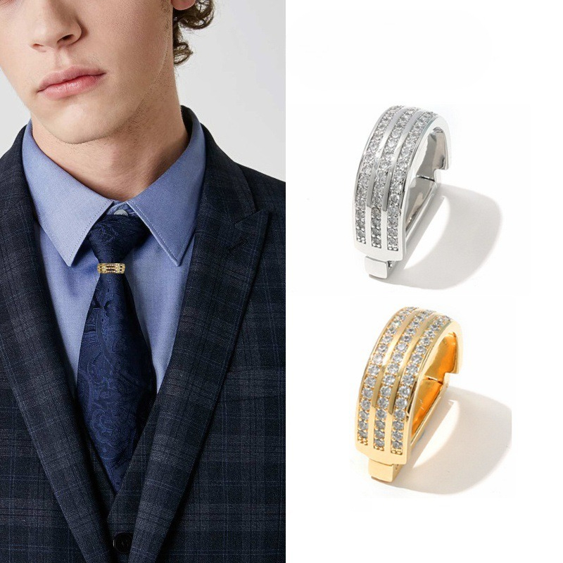 Mens Formal Look - 1 adet zarif metal kravat halkası