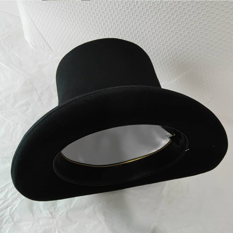 Victorian Men'S Formal Wear - Siyah 25 cm Yün Keçe Yüksek