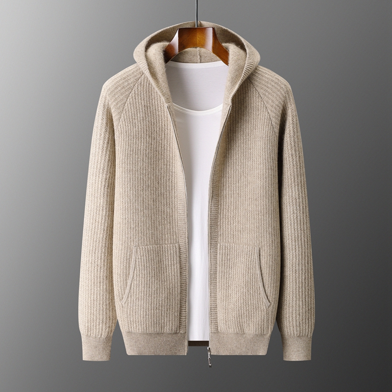 Men Formal Wear Coat - Yeni erkek Kalın Fermuarlı Kapüşonlu Hırka