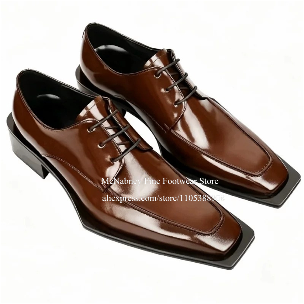 Men Formal Wear Wedding - Spike Studs Deri Elbise Ayakkabıları Bağcıklı