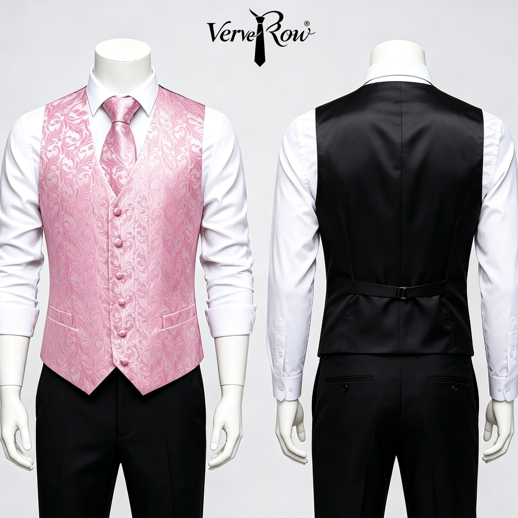Men Formal Wear Pink - Erkekler Pembe Kravat Mendil Üç Parçalı