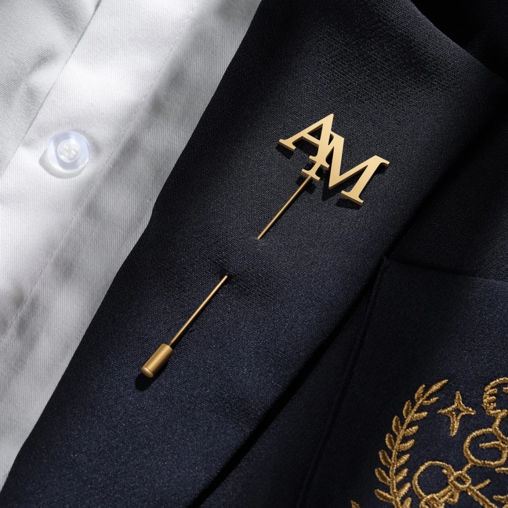 Tuxedo Lapel Pin - Özel Baş Harfleri Broş Erkekler Paslanmaz