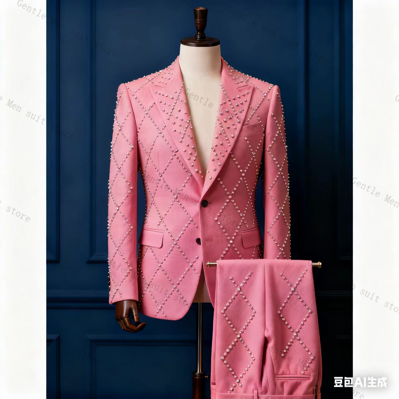Men Formal Wear Pink - Pembe Erkek Takım Elbise Seti 2