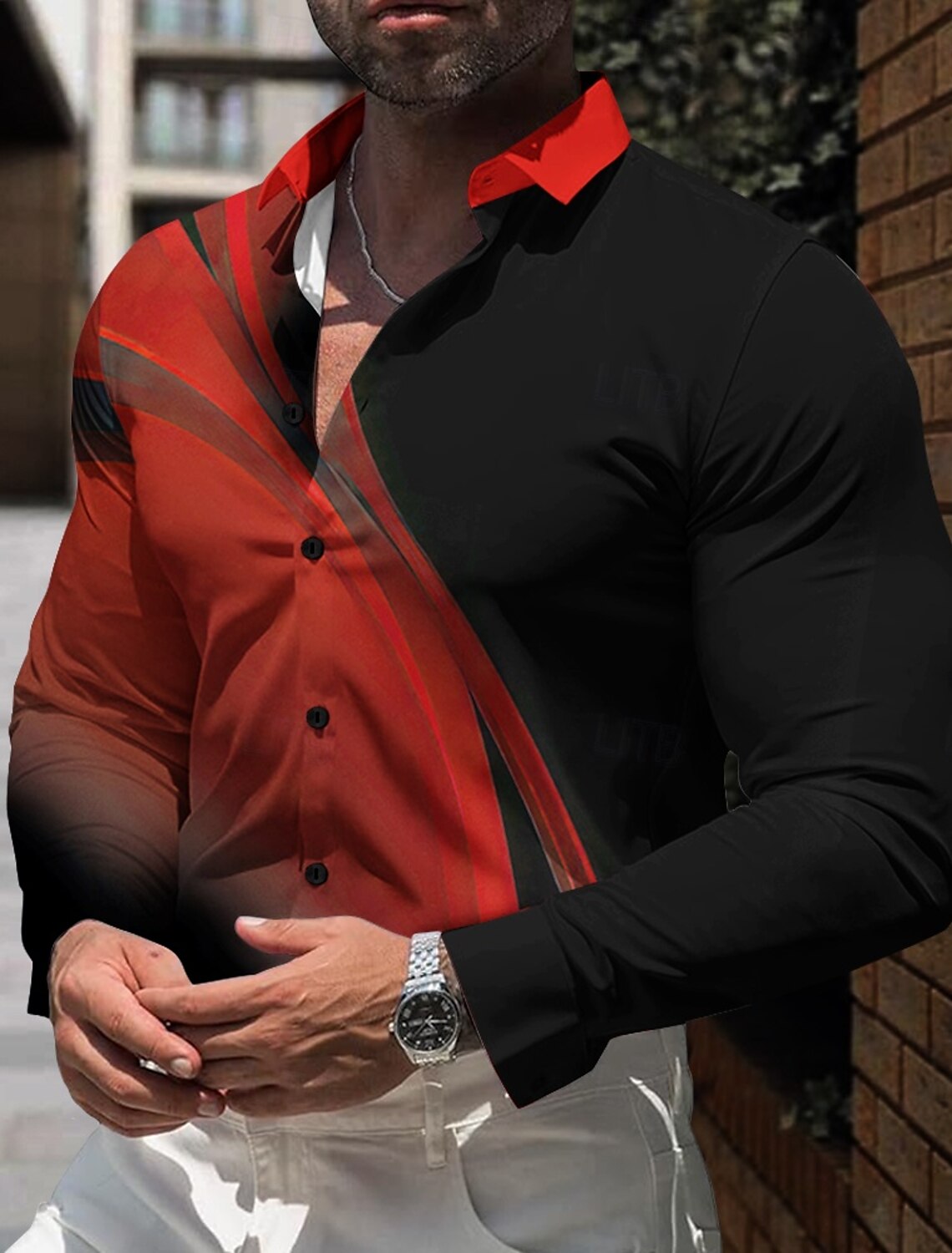 Çizgili iş rahat erkek gömlek  - Men'S Hawaiian Formal Wear incelemesi ve fiyatı
