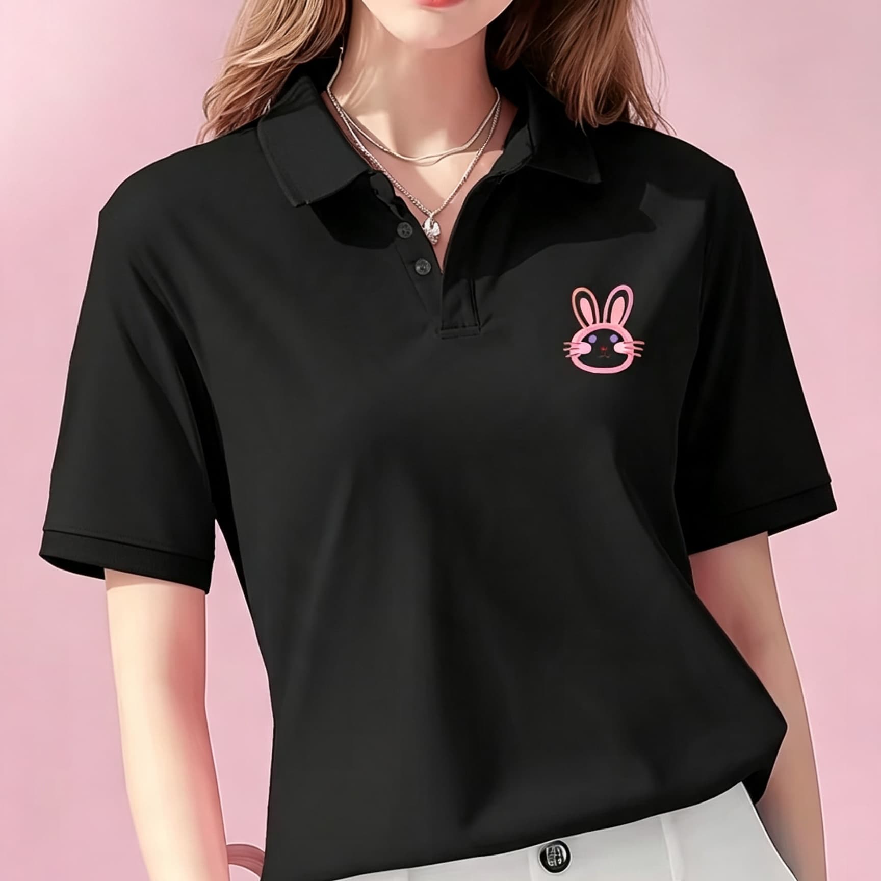 Unisex Siyah Yaka Detaylı Polo - Men Formal Wear Pink incelemesi ve fiyatı